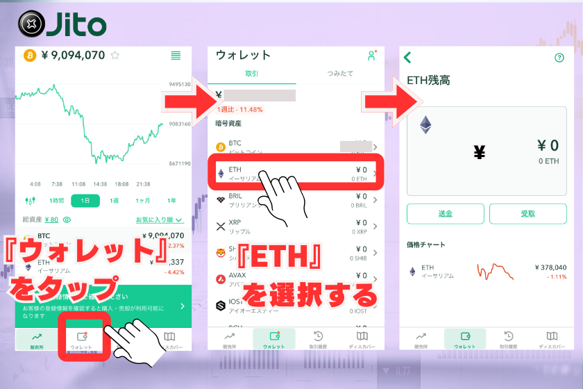 画像７：仮想通貨JITO_ETH購入